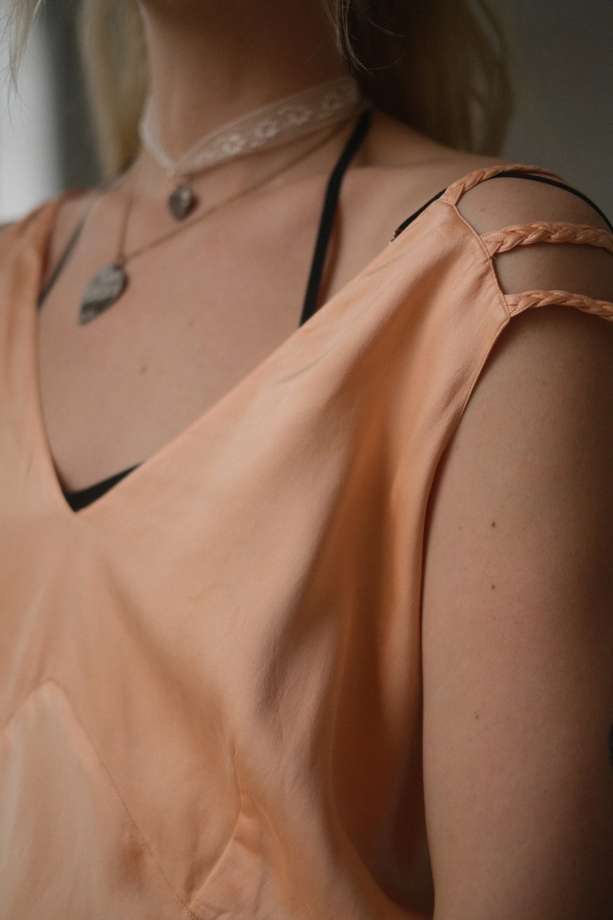 1940s Peach Romantic Slip Gown