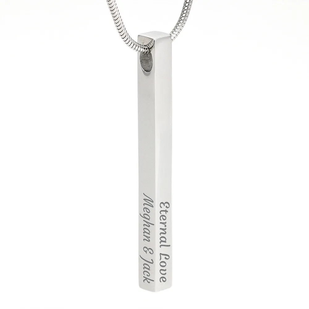 4 Sided Custom Bar Necklace With A Romantic Message Card