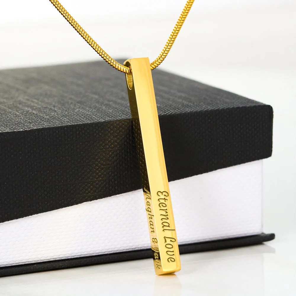 4 Sided Custom Bar Necklace With A Romantic Message Card