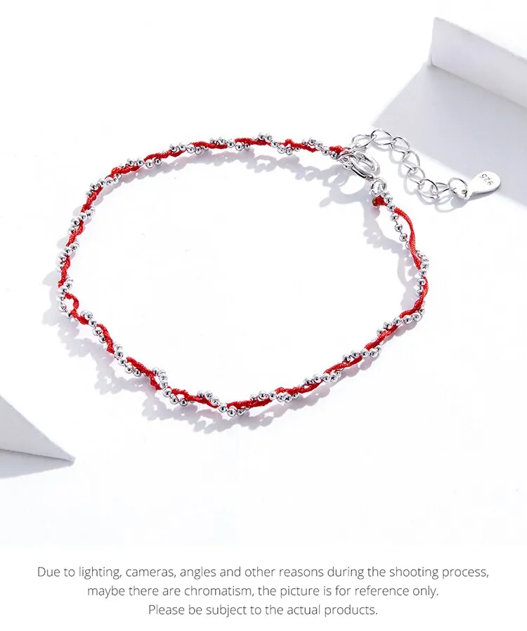 925 Sterling Silver Beads Chain Romantic Rope Bracelet for Women