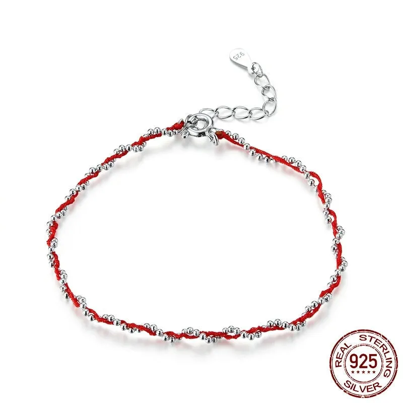 925 Sterling Silver Beads Chain Romantic Rope Bracelet for Women