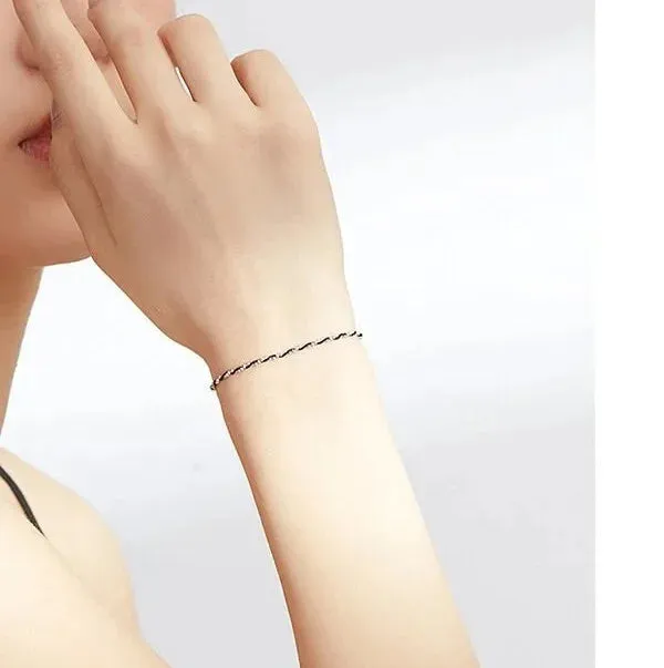 925 Sterling Silver Beads Chain Romantic Rope Bracelet for Women