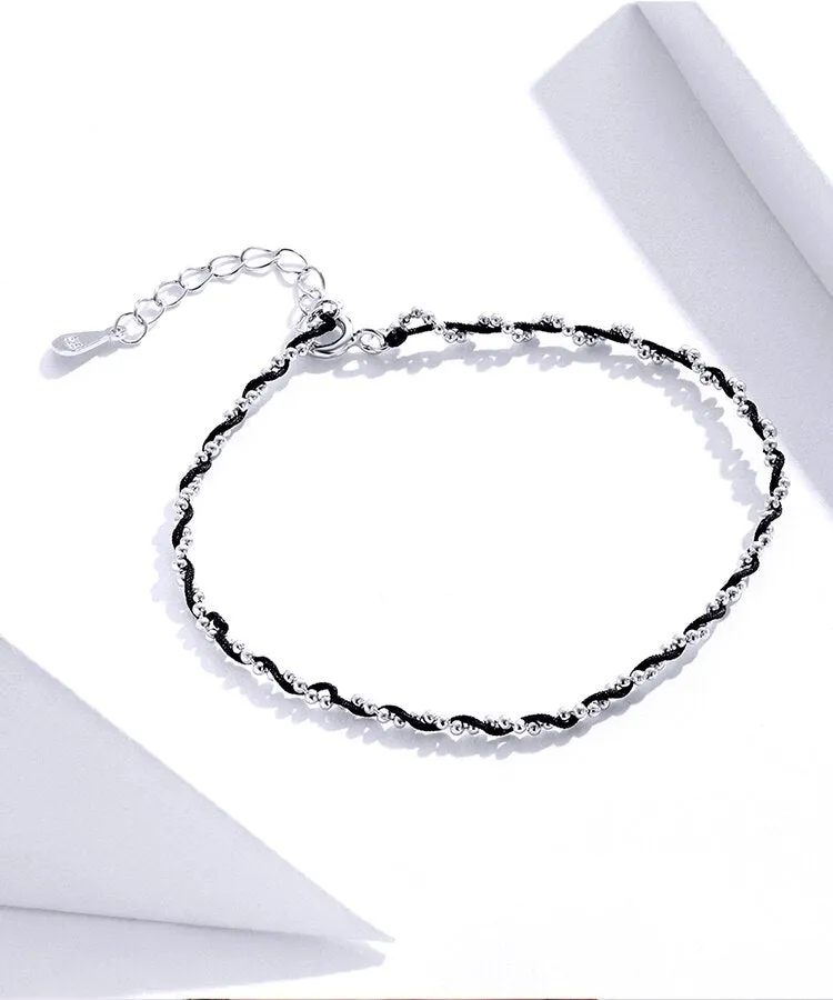 925 Sterling Silver Beads Chain Romantic Rope Bracelet for Women