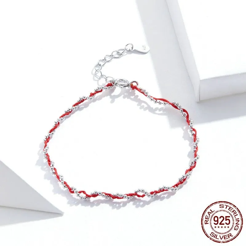 925 Sterling Silver Beads Chain Romantic Rope Bracelet for Women