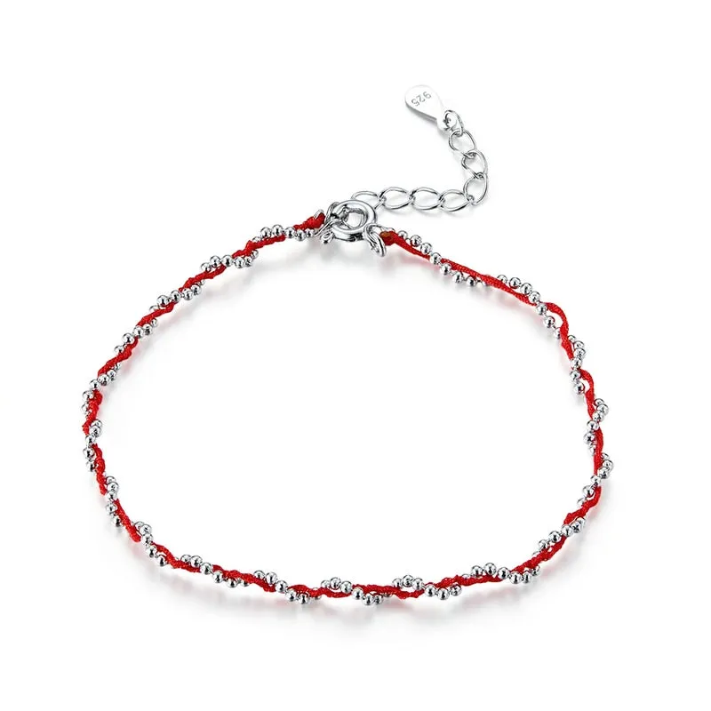 925 Sterling Silver Beads Chain Romantic Rope Bracelet for Women