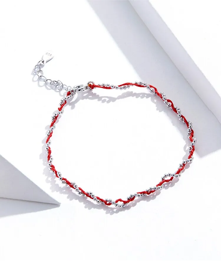 925 Sterling Silver Beads Chain Romantic Rope Bracelet for Women