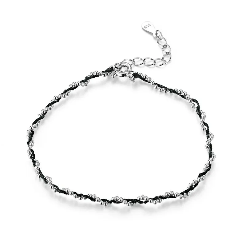 925 Sterling Silver Beads Chain Romantic Rope Bracelet for Women