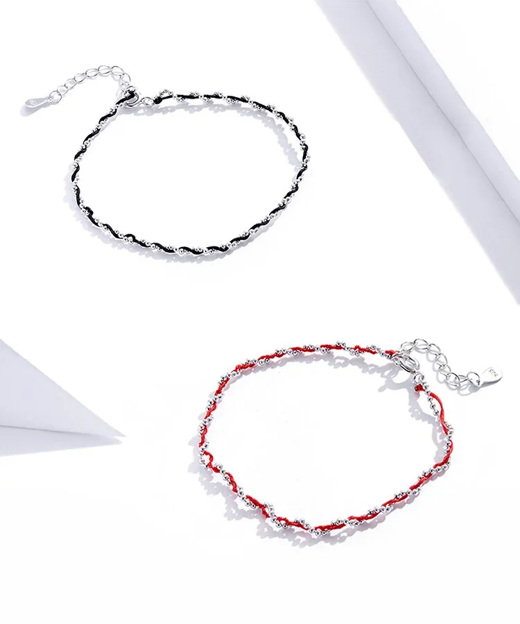 925 Sterling Silver Beads Chain Romantic Rope Bracelet for Women