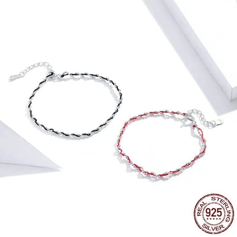 925 Sterling Silver Beads Chain Romantic Rope Bracelet for Women