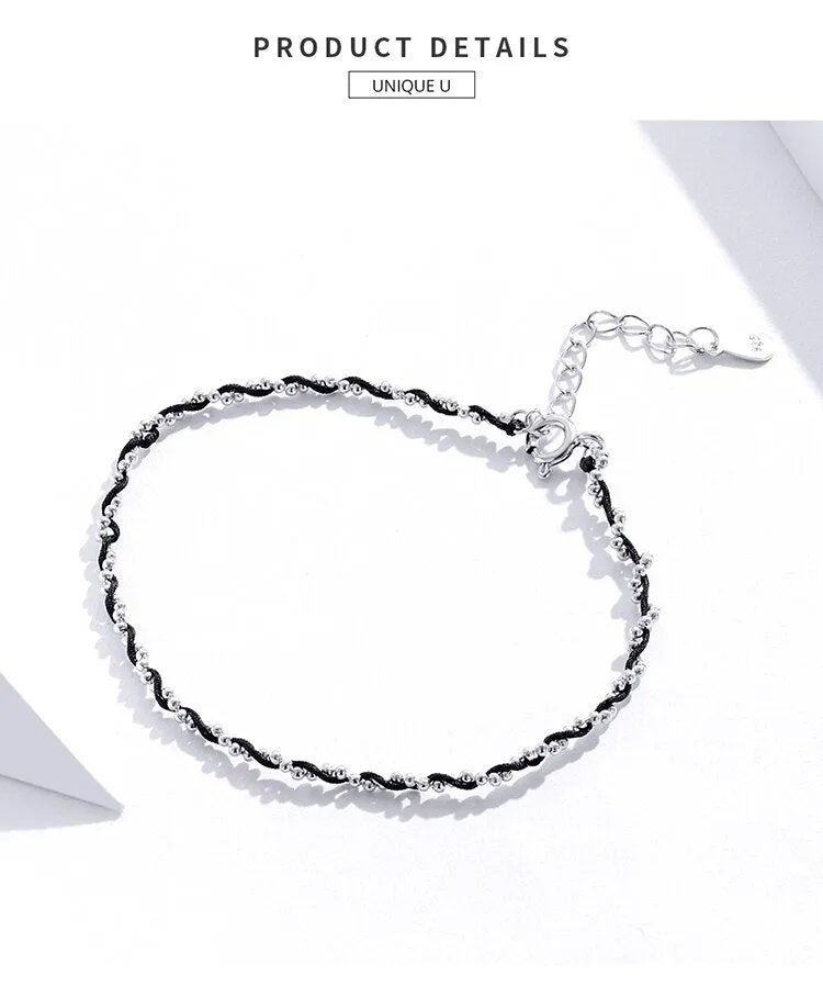 925 Sterling Silver Beads Chain Romantic Rope Bracelet for Women