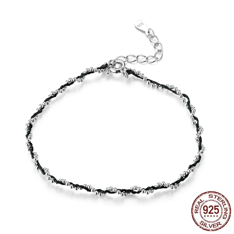 925 Sterling Silver Beads Chain Romantic Rope Bracelet for Women