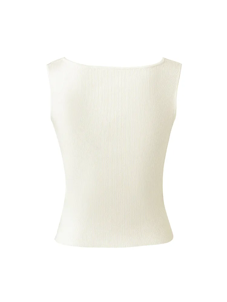 Acetate Knitted Ruched Women Vest