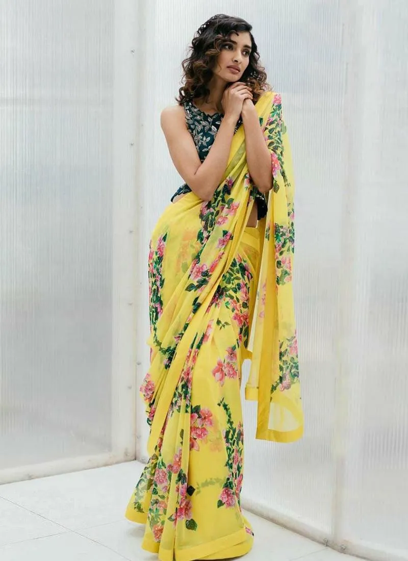 Adorable And Graceful Georgette Base Digital Printed Saree