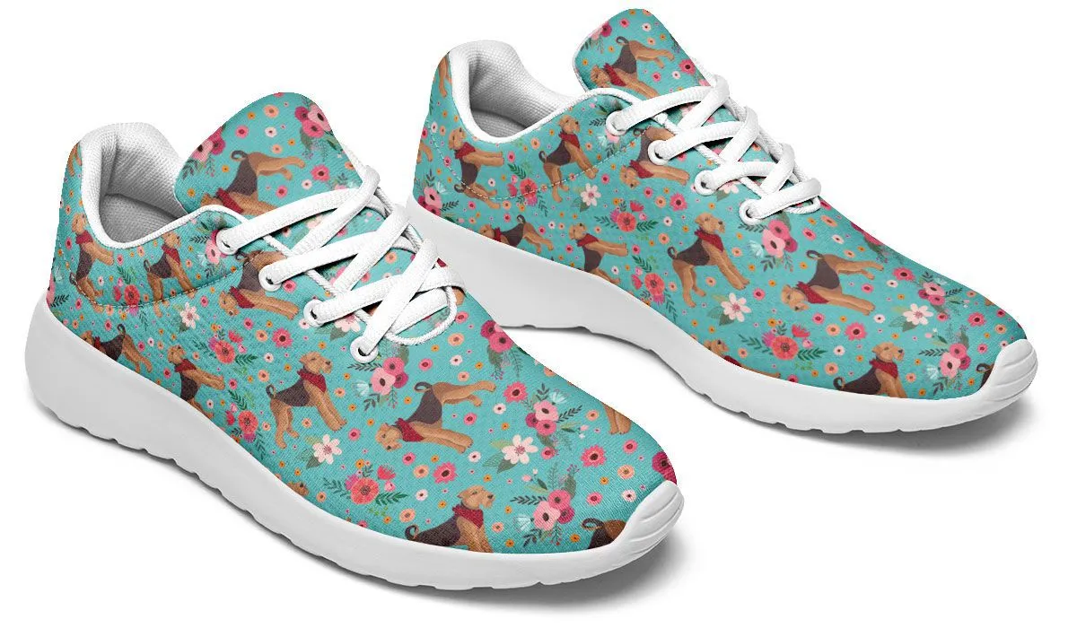 Airedale Terrier Flower Athletic Sneakers