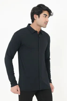 ALMAS MEN ZIPPED SHIRT-BLACK