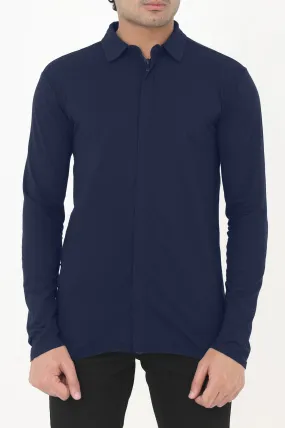 ALMAS MEN ZIPPED SHIRT-NAVY