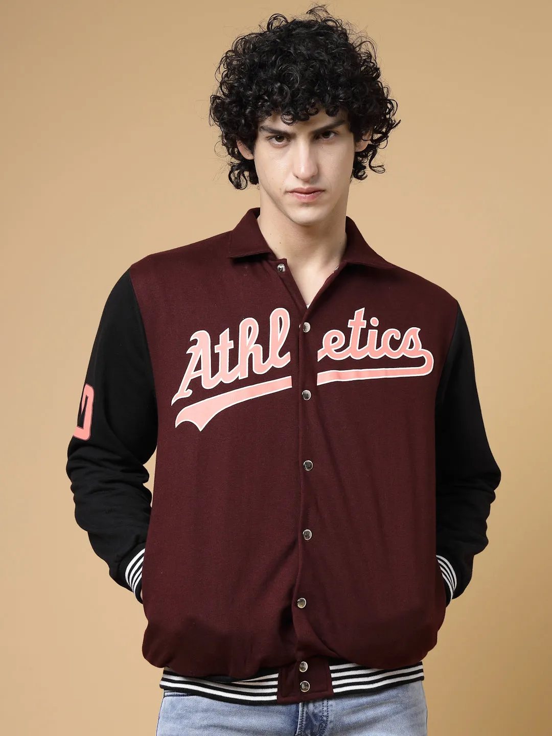 Athletic Puff Printed Varsity Jacket