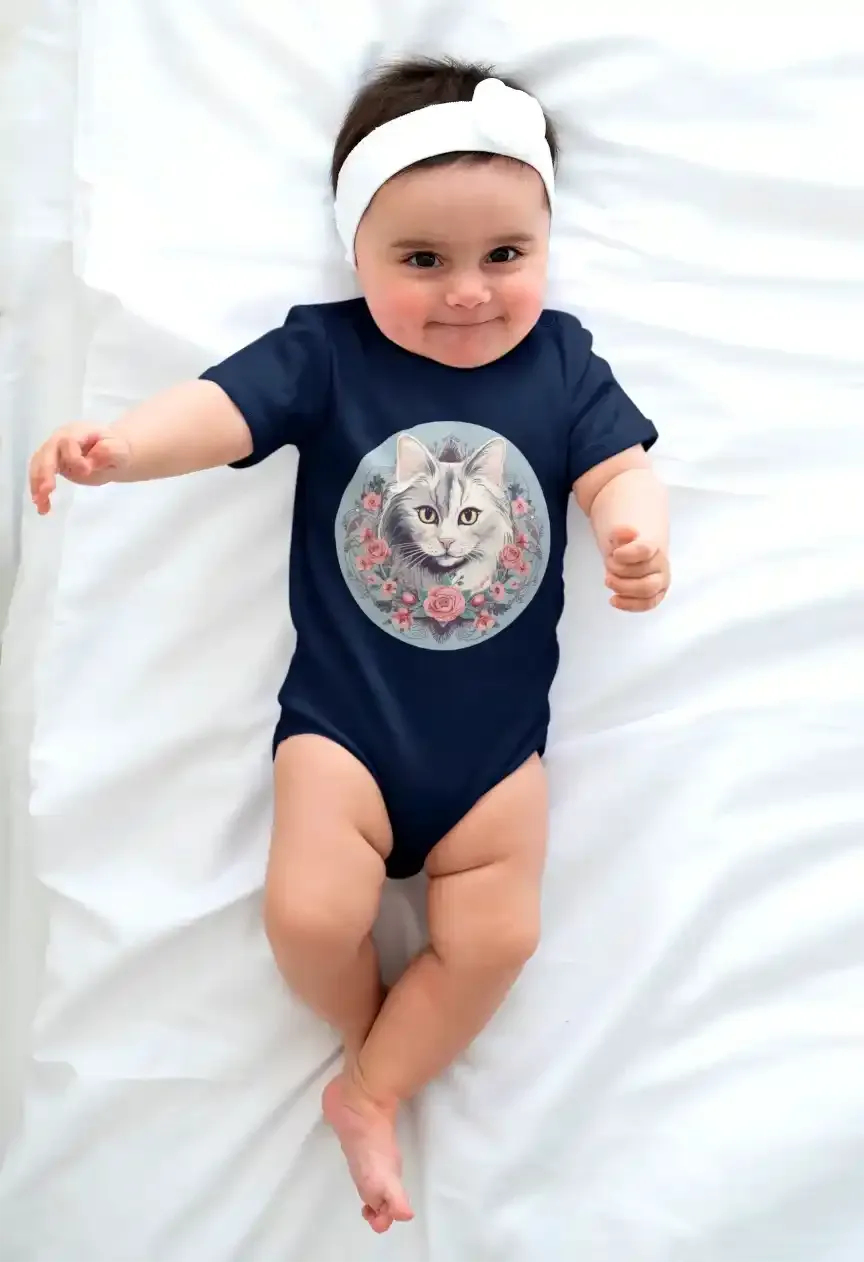 Baby Bio-Body mit Katzenmotiv "Romantic Cat"