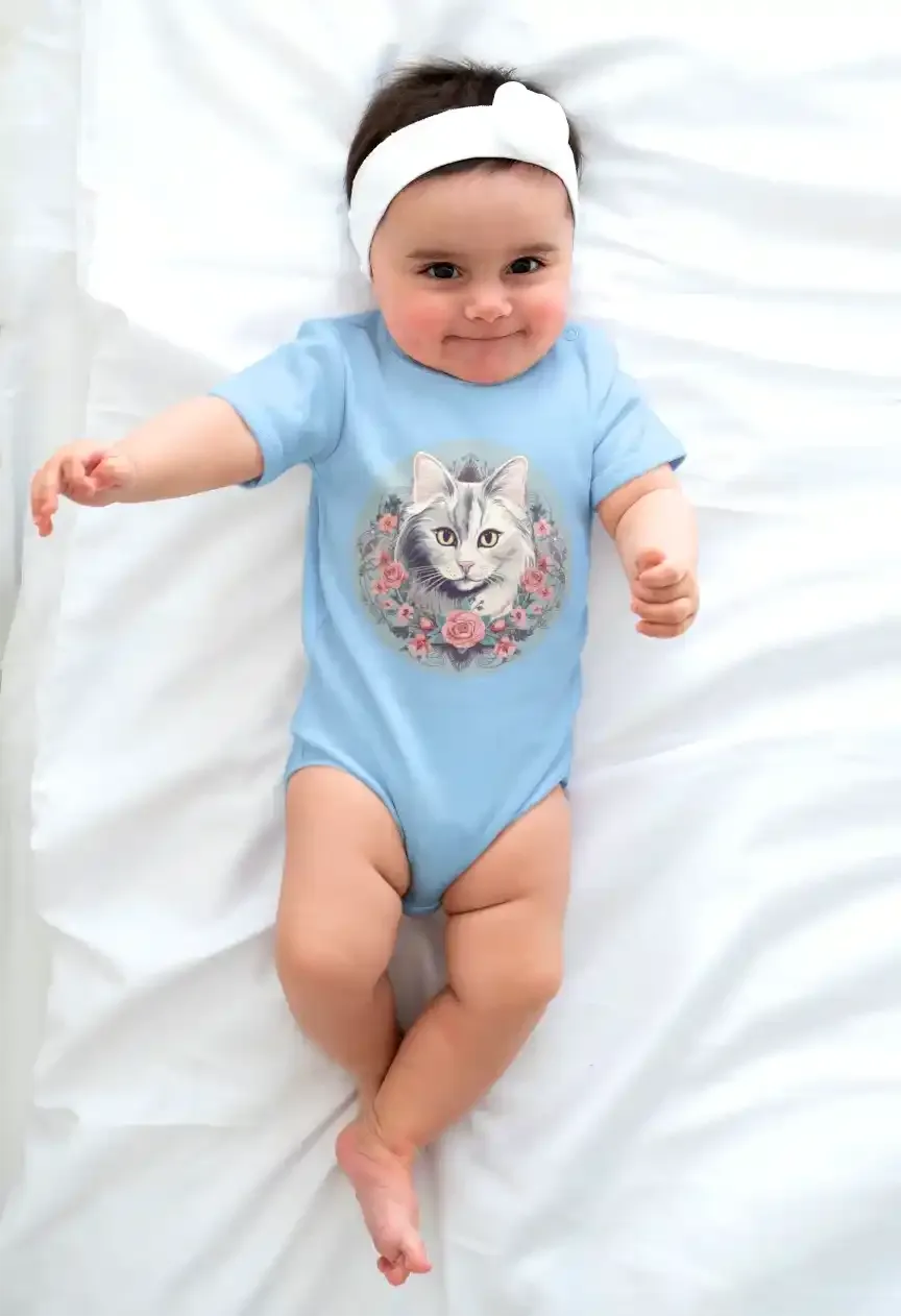 Baby Bio-Body mit Katzenmotiv "Romantic Cat"