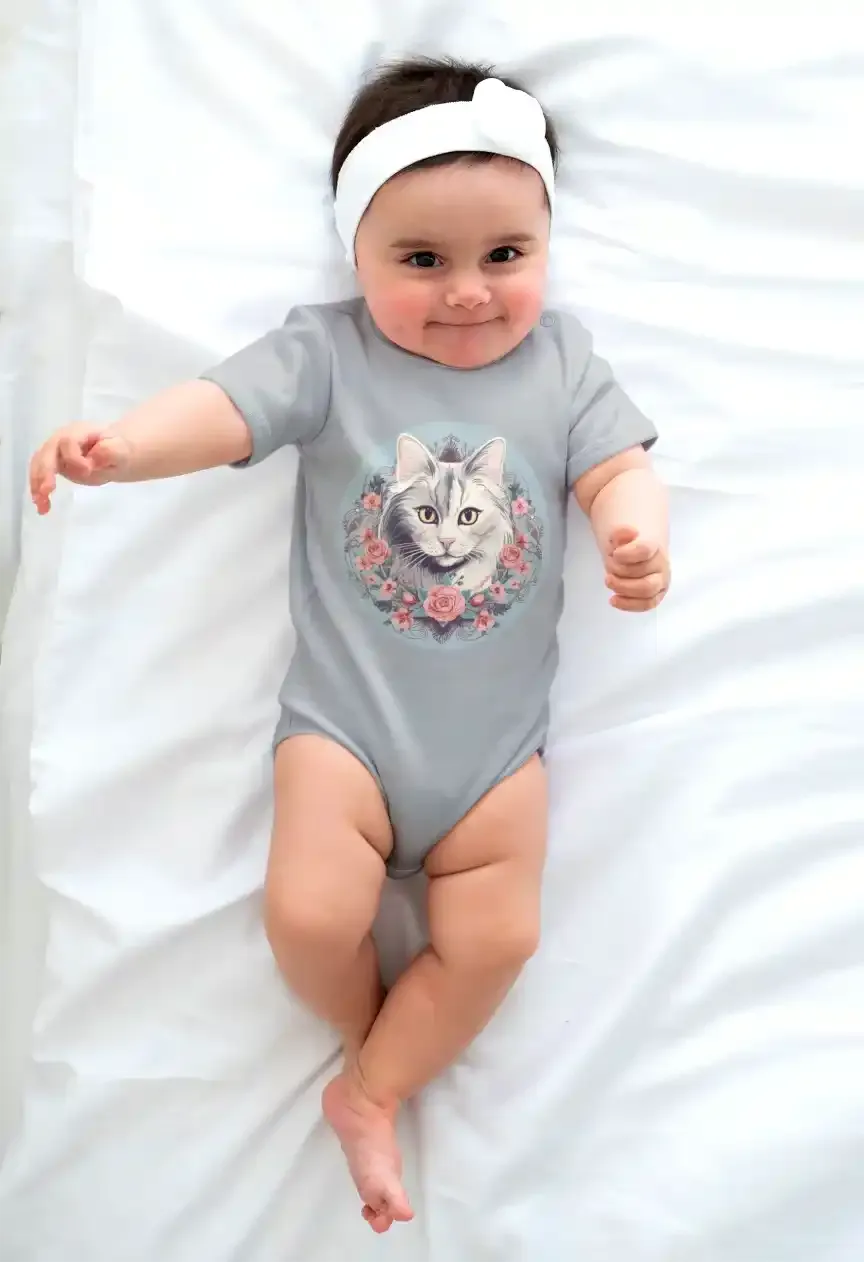 Baby Bio-Body mit Katzenmotiv "Romantic Cat"