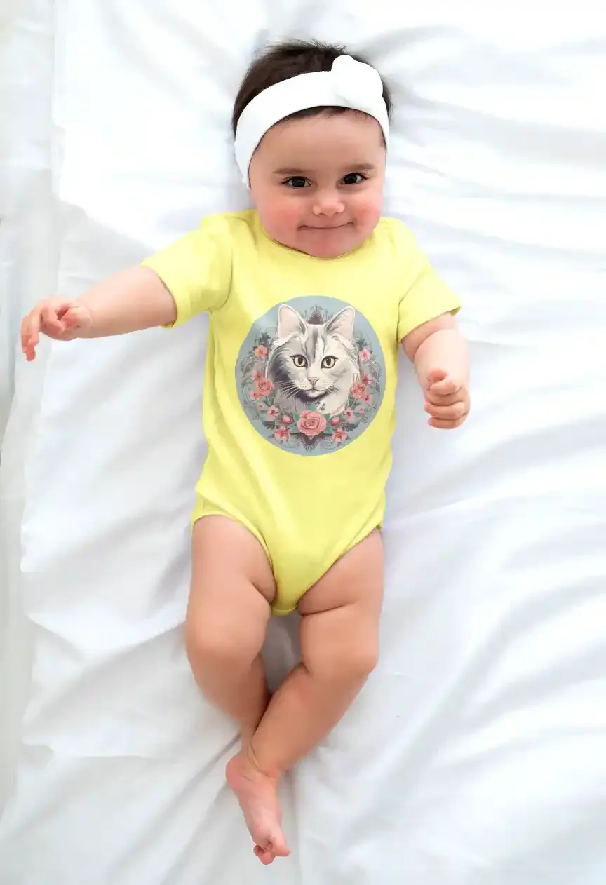 Baby Bio-Body mit Katzenmotiv "Romantic Cat"