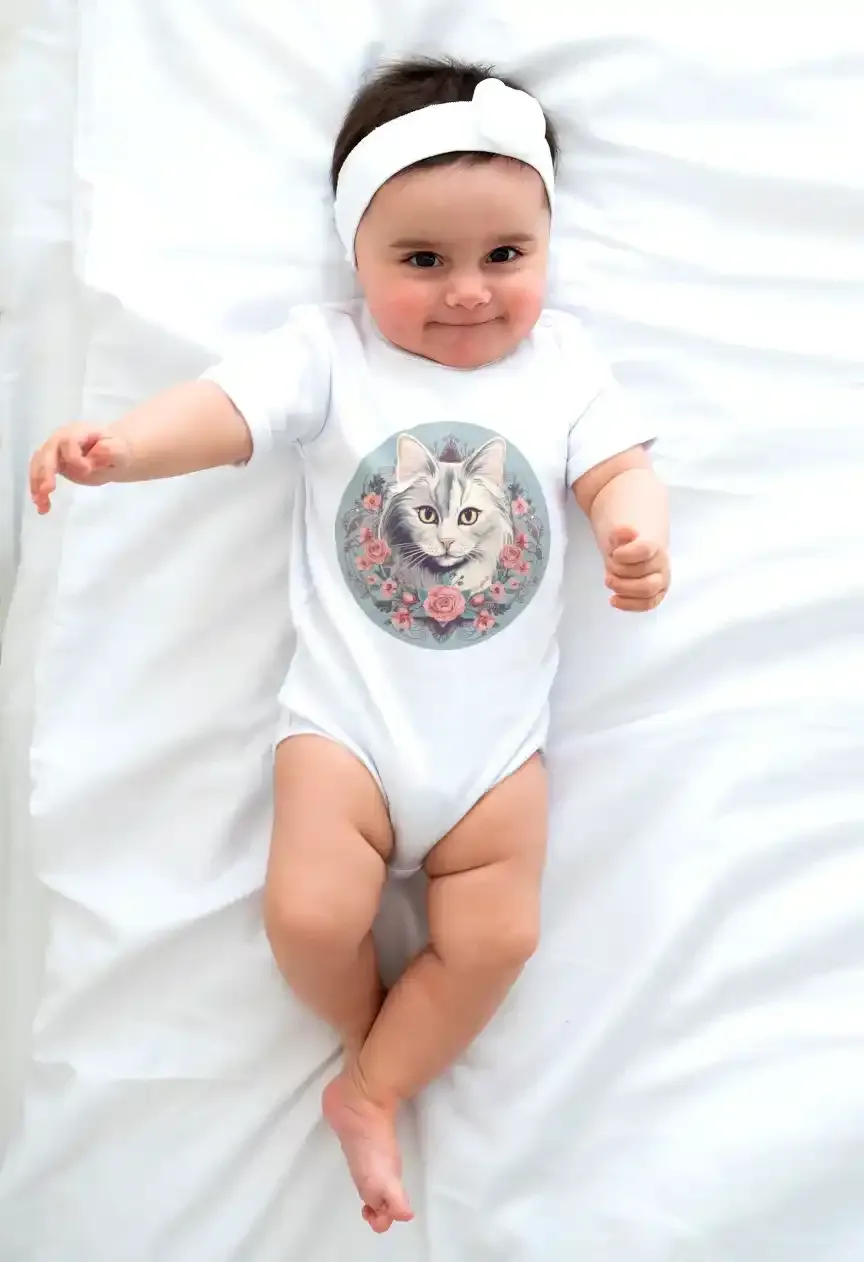 Baby Bio-Body mit Katzenmotiv "Romantic Cat"