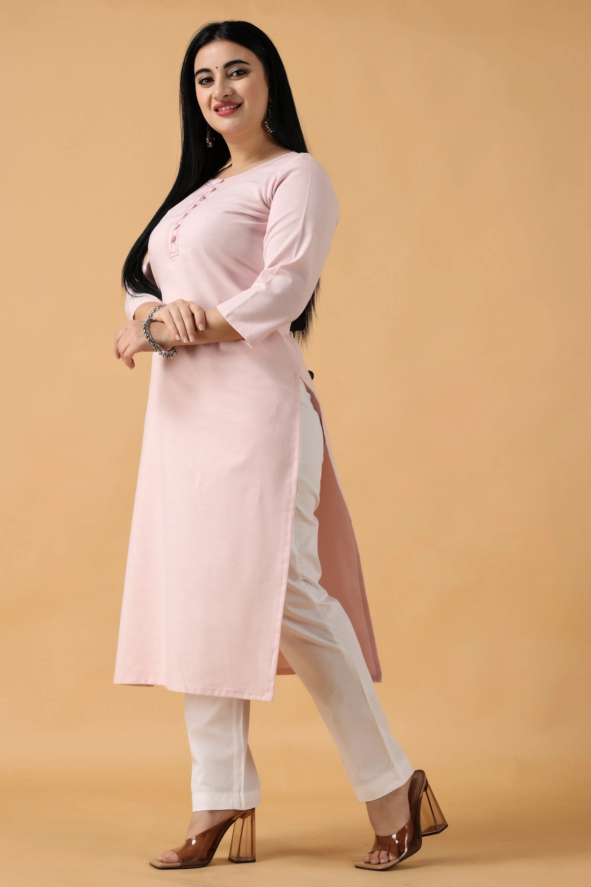 Baby Pink Cotton Kurta