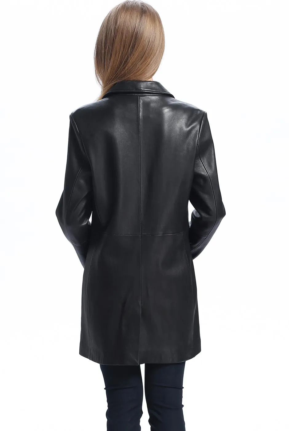 BGSD Women Danielle Lambskin Leather Walking Coat