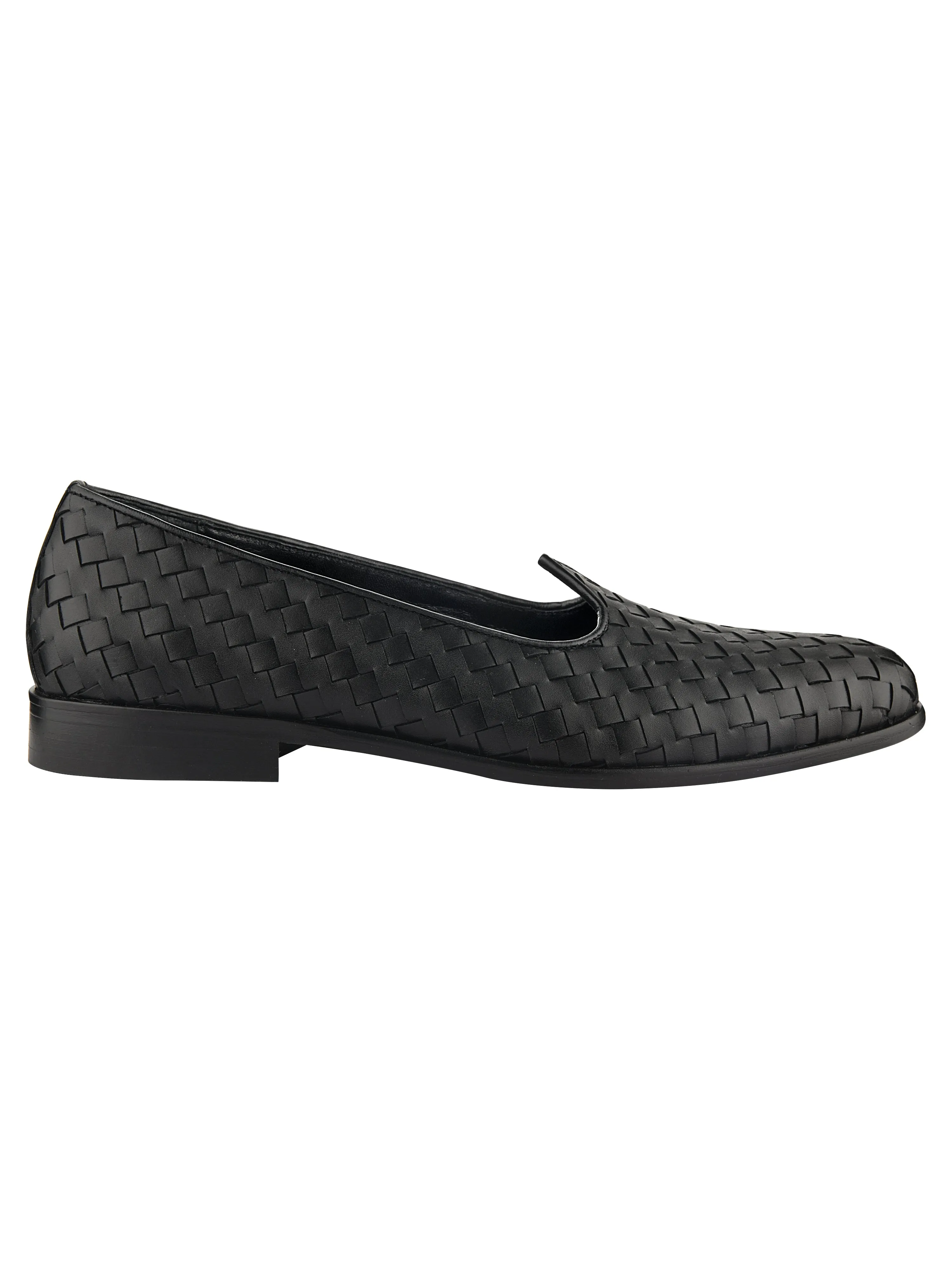 Black Leather Weave Mojris For Men