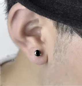 Black Onyx Stud Earrings for Men