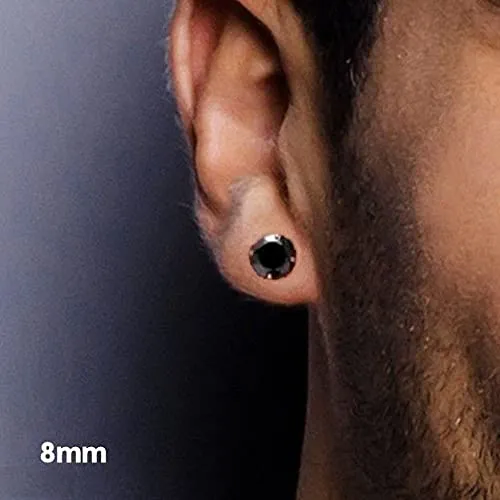 Black Onyx Stud Earrings for Men