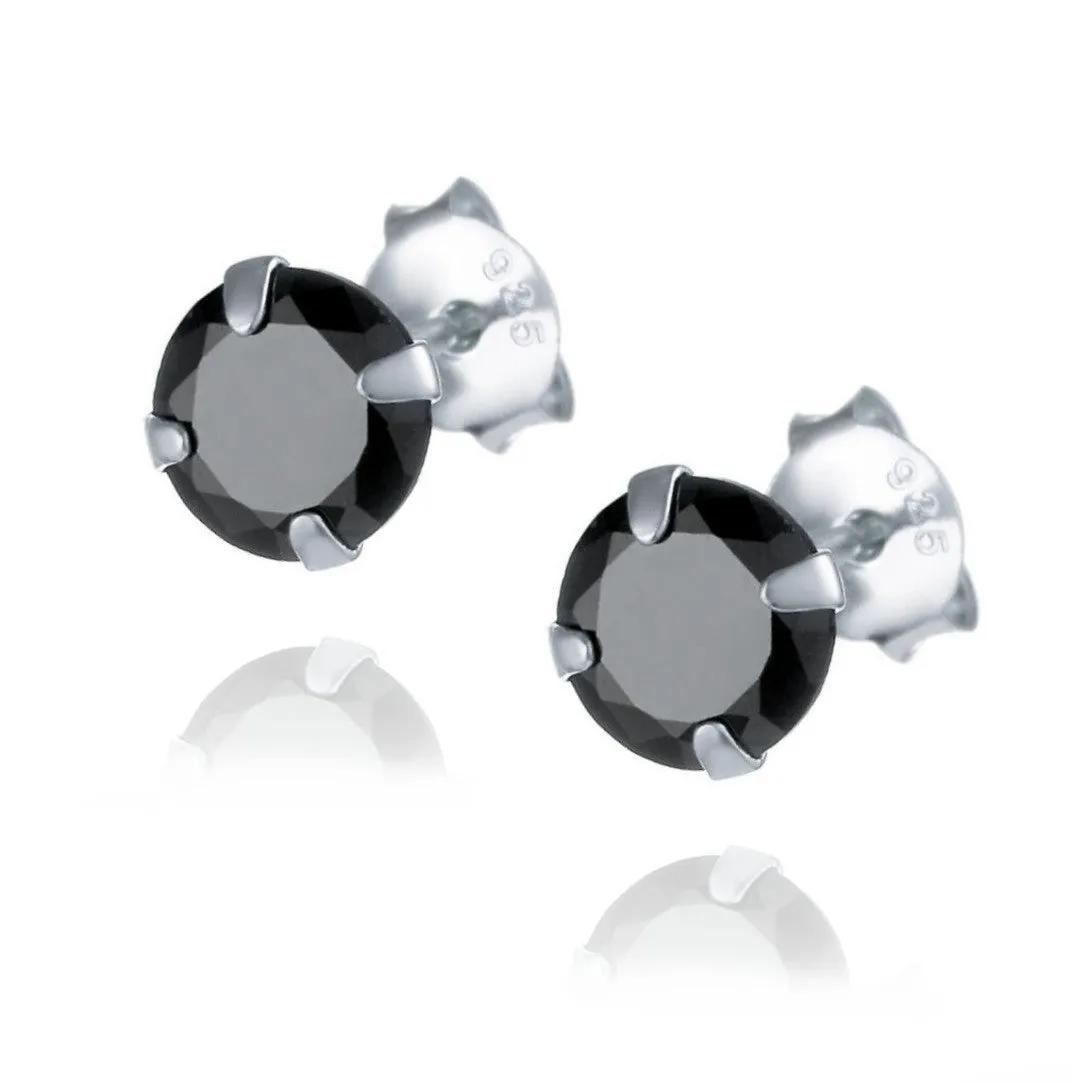 Black Onyx Stud Earrings for Men