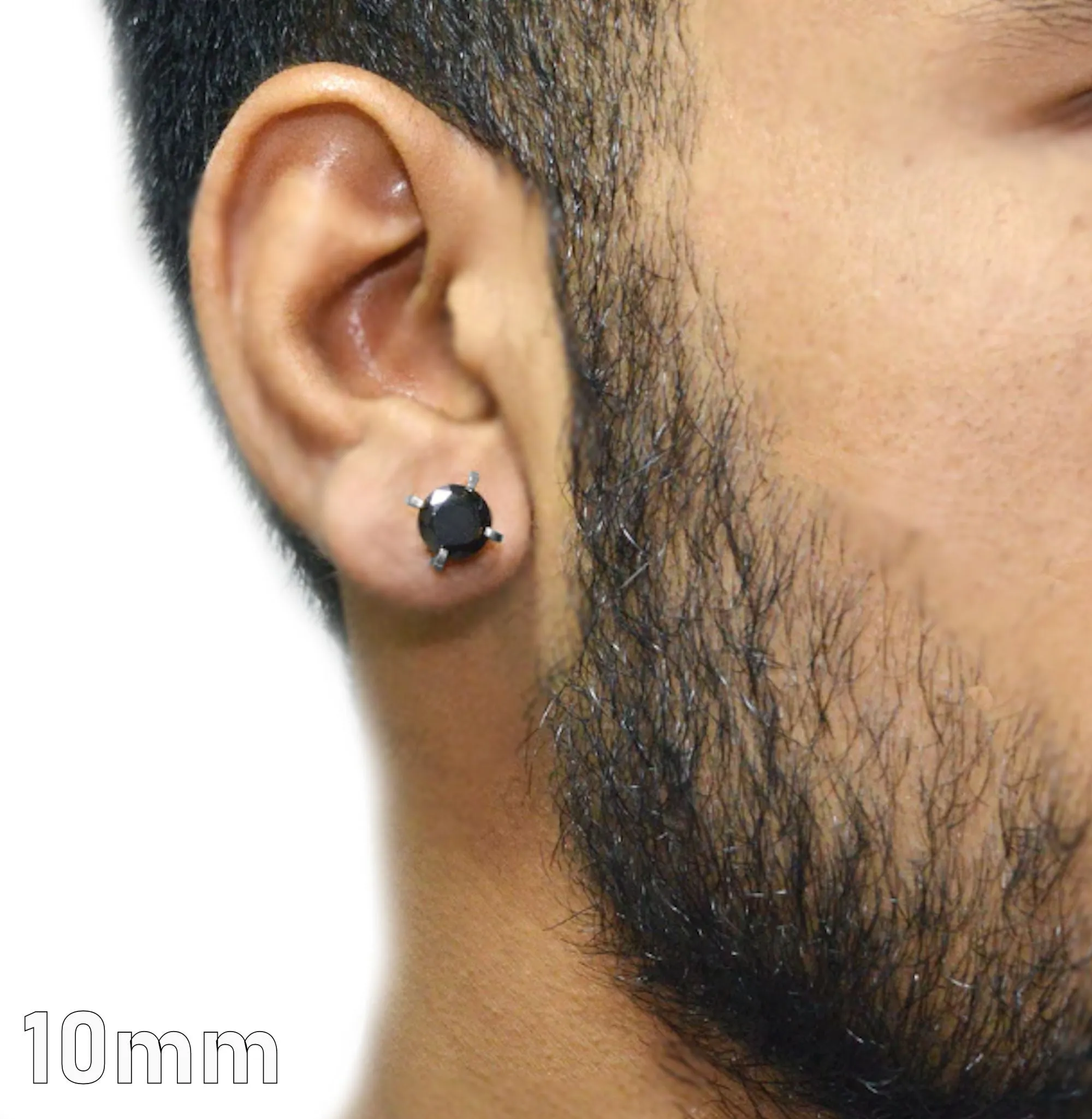 Black Onyx Stud Earrings for Men