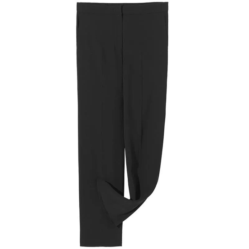 Black Triacetate Straight Women Pants