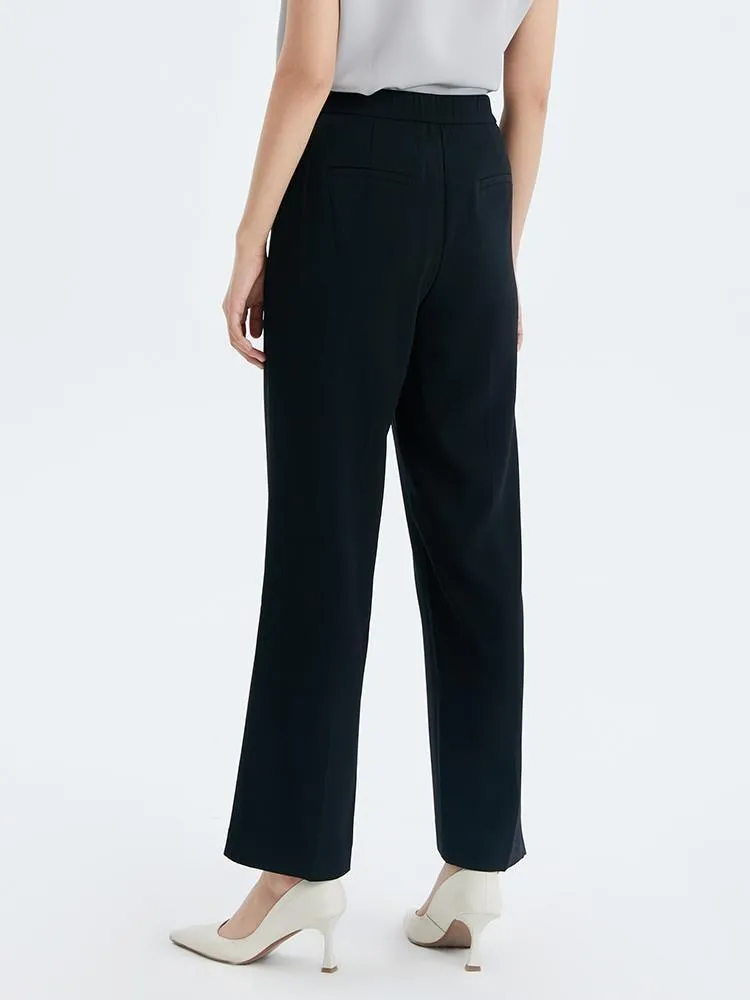 Black Triacetate Straight Women Pants