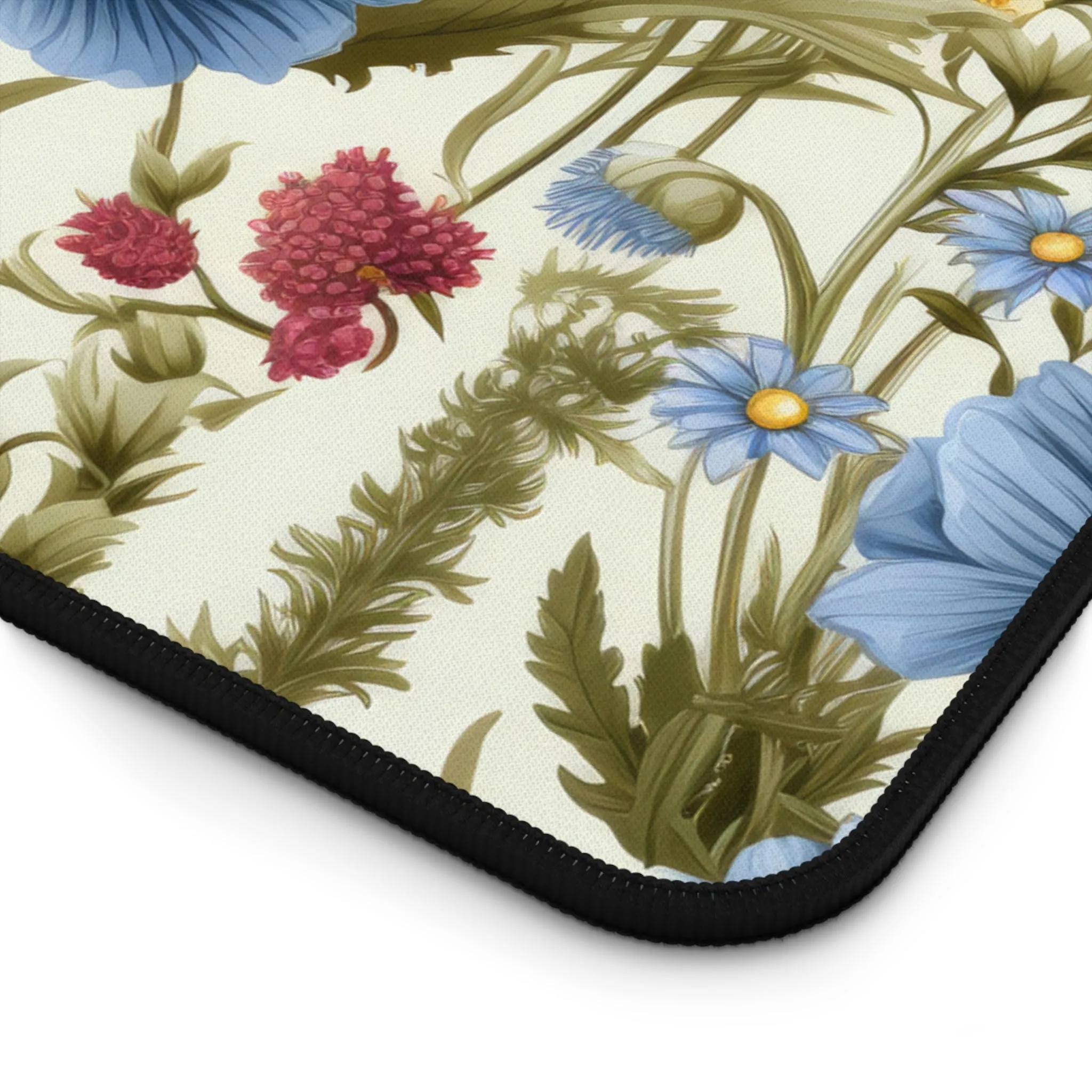 Blue Yellow Wild Flowers French Floral Romantic Laptop Computer Spring Desk Mat