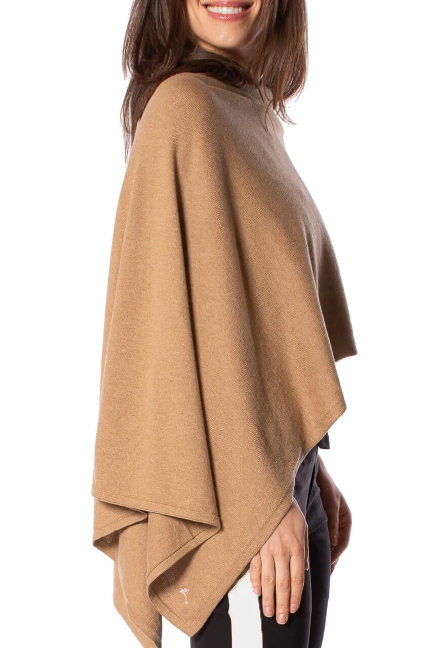 Camel Cotton Cashmere Poncho