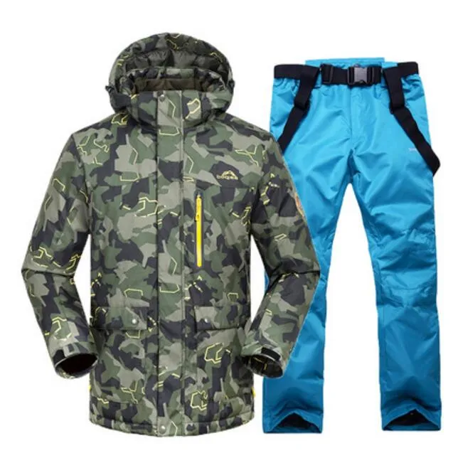 Camouflage Green Ski Suit For Men