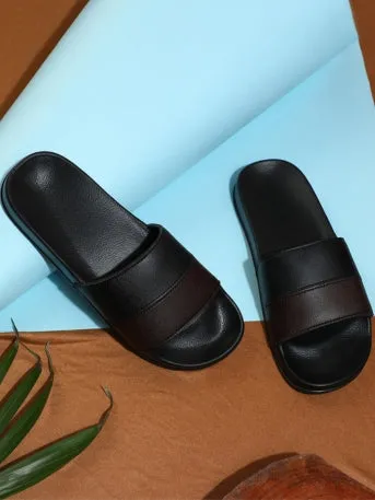 Camp Men Black Colour Block Slides