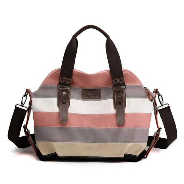 Canvas Casual Retro Contrast Color Patchwork Bag 65188019C