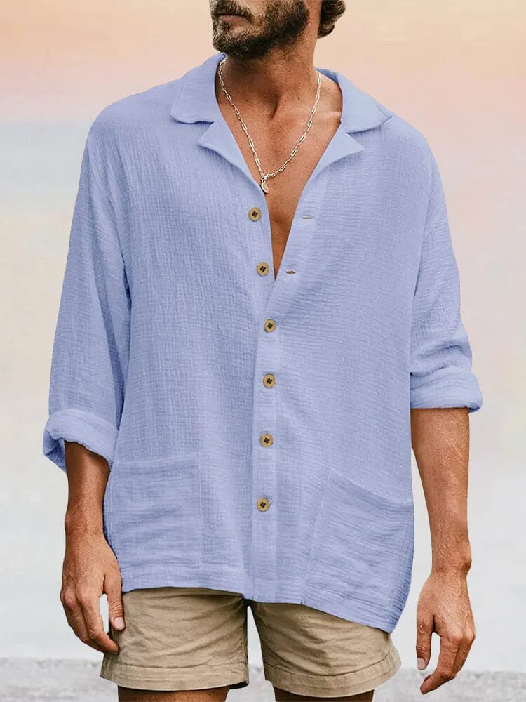 Casual Button Long Sleeves Beach Shirt