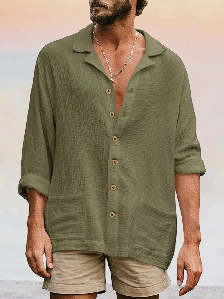 Casual Button Long Sleeves Beach Shirt