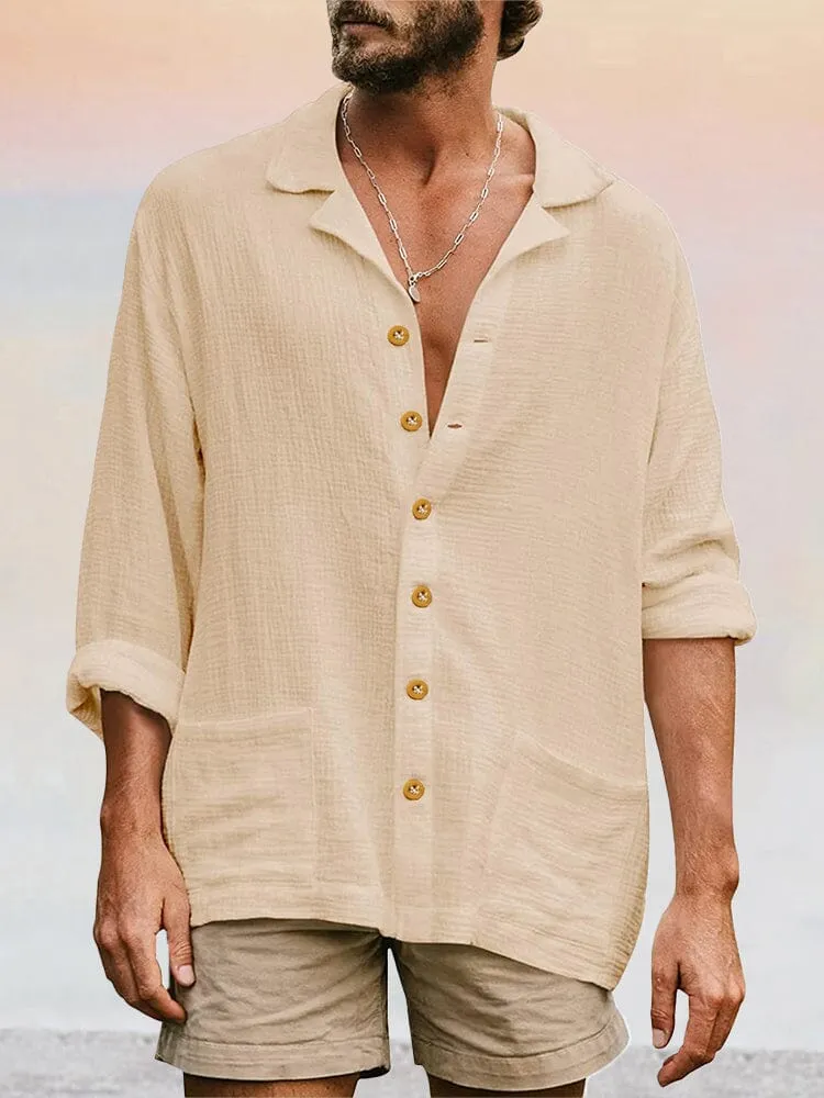 Casual Button Long Sleeves Beach Shirt