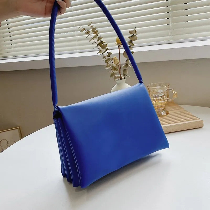 Casual Clamshell Design Solid Color Shoulder Handle Bag