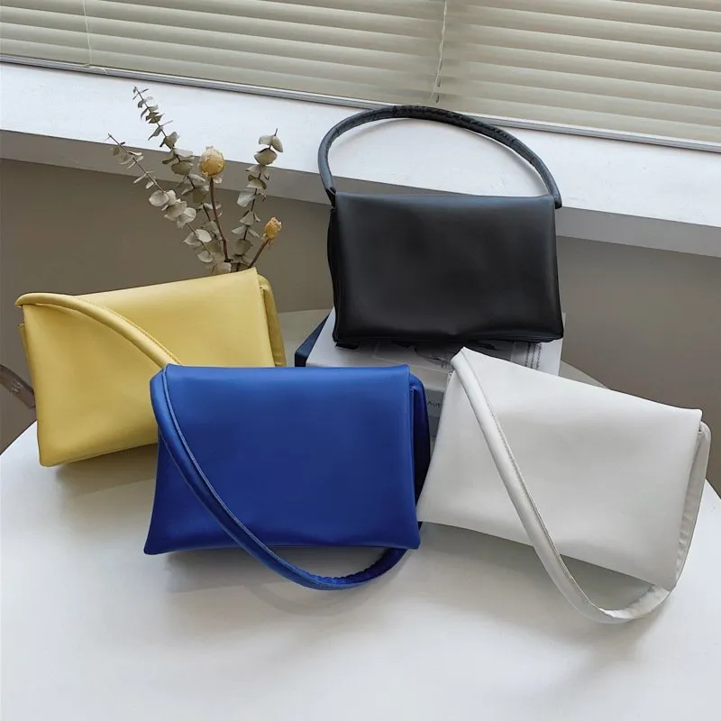 Casual Clamshell Design Solid Color Shoulder Handle Bag