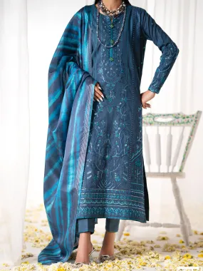 Casual Lite "Gul Posh" Embroidered Cotton Suit - Blue