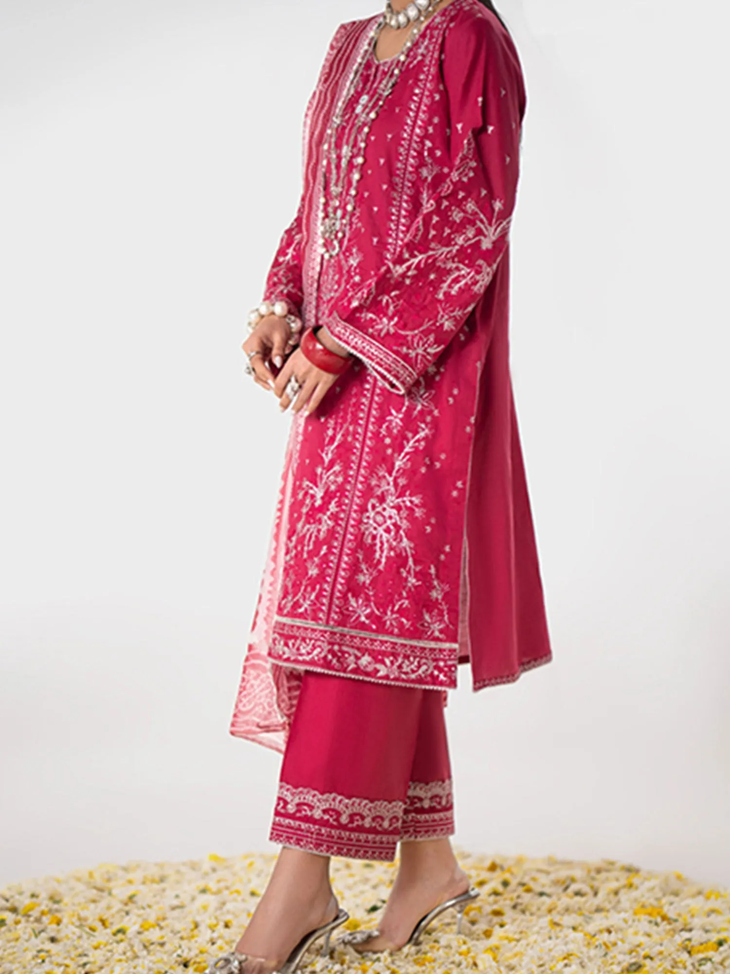 Casual Lite "Gul Posh" Embroidered Cotton Suit - Pink