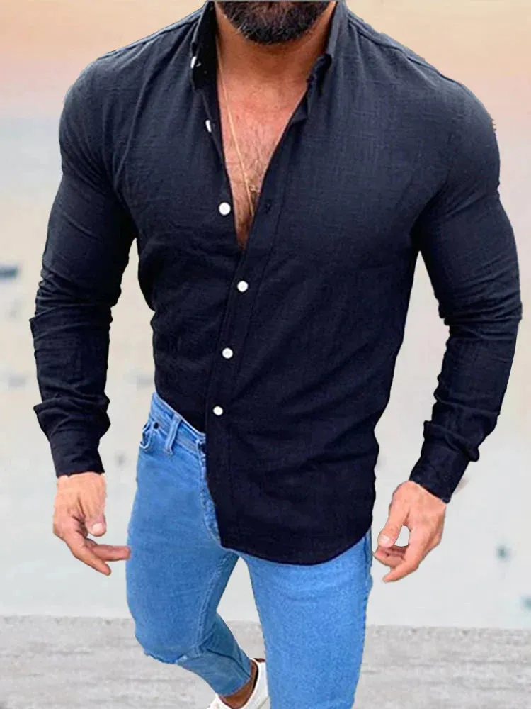 Casual Long Sleeve Linen Shirt