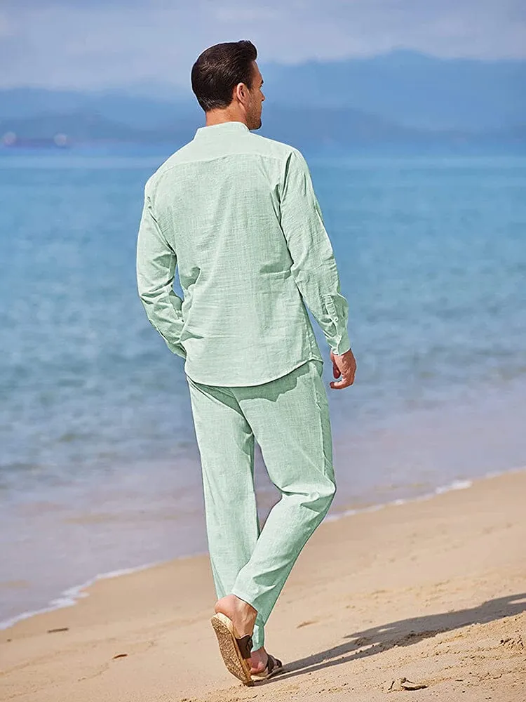 Casual Pure Cotton Beach Shirt Sets (US Only)