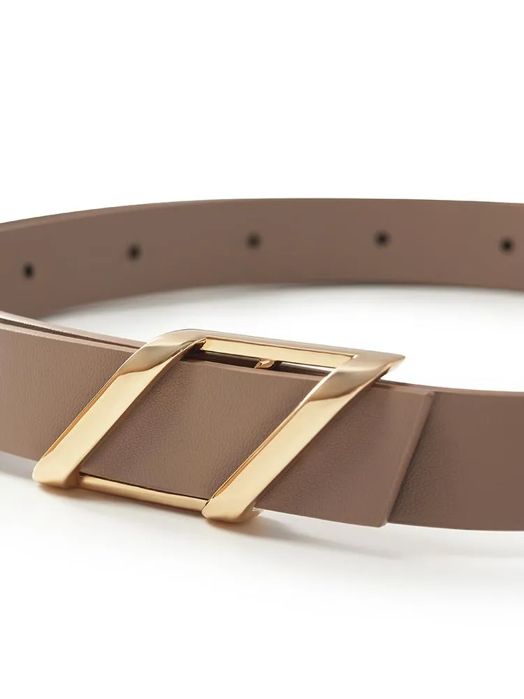 Chic Parallelogram Metal Buckle Leather Women Belt